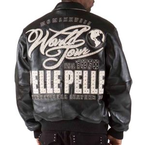 Men Pelle Pelle World Tour 1978 International Black Leather Jacket