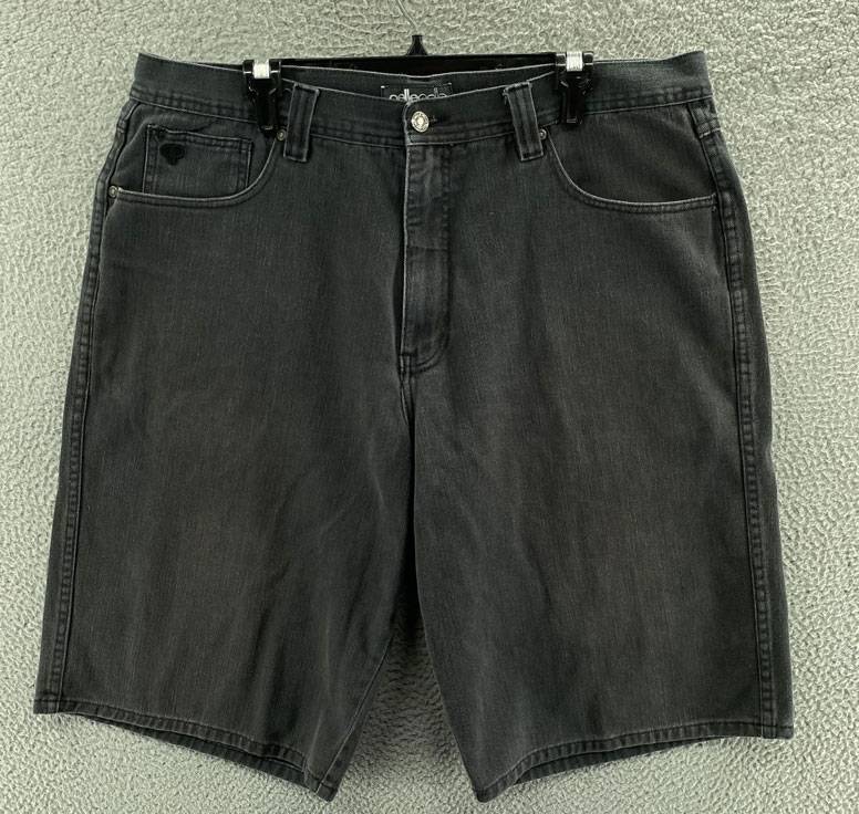 Men Vintage Pelle Pelle Black Baggy Embroidered Jorts