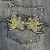 Men Vintage Pelle Pelle Hip Hop Studded Embroidered Jean Jorts