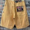 Men Vintage Pelle Pelle Marc Buchanan Yellow Zip Pockets Denim Shorts
