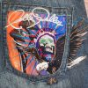 Men Vintage Pelle Pelle Skull Embroidered Black Denim Jorts