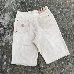 Men White Pelle Pelle Baggy Jeans Shorts
