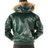 Men's Pelle Pelle Basic Nile Dark Green Two-Tone Cayman Fur Hood Jacket