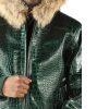 Men's Pelle Pelle Basic Nile Green Two-Tone Cayman Fur Hood Leather Jacket