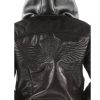 Men's Pelle Pelle Fur Lined Asymetrical Black Real Leather Hoodie