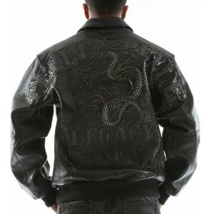 Men's Pelle Pelle Legacy Dragon Encrusted Black Genuine Leather Jacket