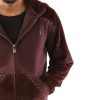 Men's Pelle Pelle Ornate P Pony Maroon Fur Wool Hoodie