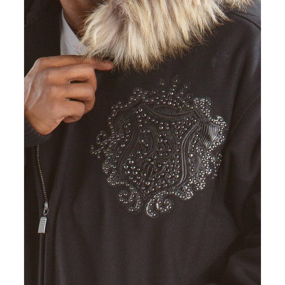 Men's Pelle Pelle Prestige Black Fur Hood Wool Jacket