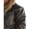 Men's Pelle Pelle Shoulder Crest Black Fur Hood Real Leather Jacket