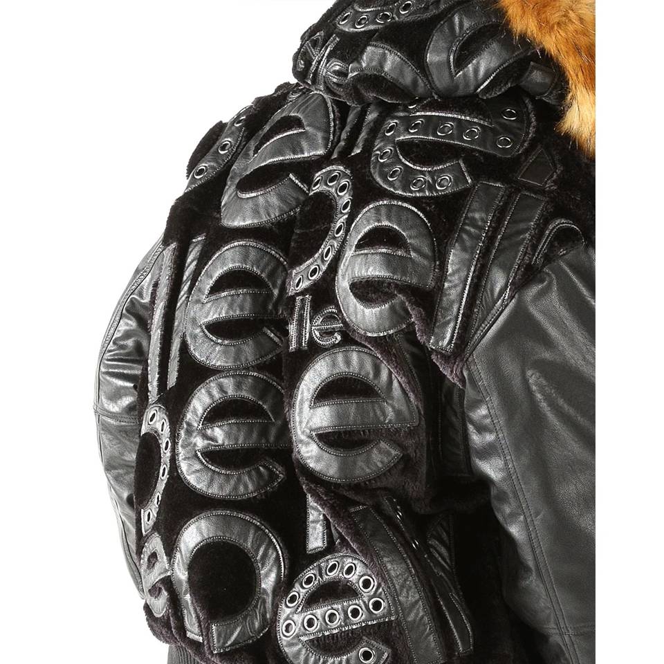 Men's Pelle Pelle Signature Black Fur Hood Leather Jacket