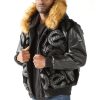 Men's Pelle Pelle Signature Black Fur Hooded Leather Jacket