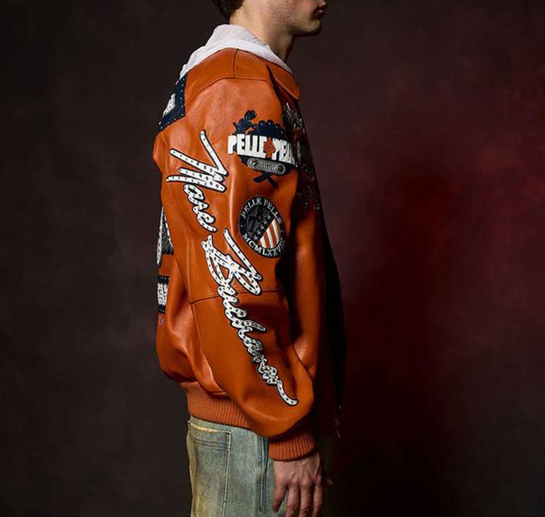 Men's Pelle Pelle World Famous MB Orange Genuine Leather Jacket
