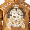 Men's Pelle Pelle World Wide Crest Mustard Fur Hood Genuine Leather Jacket