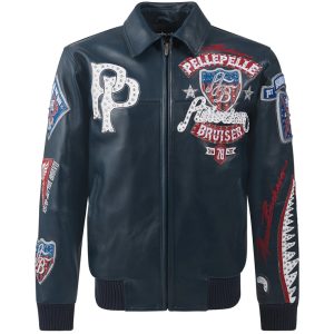 Navy Blue Pelle Pelle American Bruiser Plush Jacket