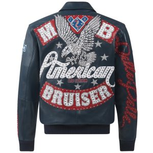 Navy Blue Pelle Pelle American Bruiser Plush Leather Jacket
