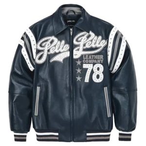 Pelle Pelle Encrusted Navy Varsity Jacket