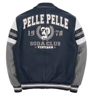 Navy Blue Pelle Pelle Soda Club Arches Leather Jacket