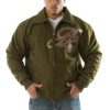 Olive Green Pelle Pelle Badged Trail Blazer MB Men Jacket
