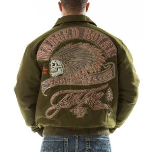 Olive Green Pelle Pelle Badged Trail Blazer MB Men Wool Jacket