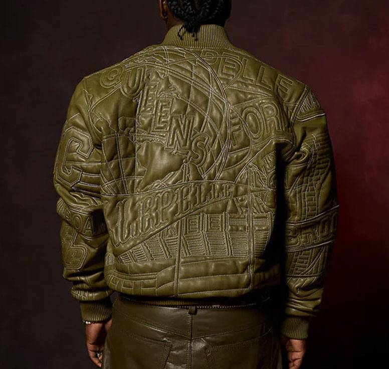 Olive Green Pelle Pelle NYC Boro Quilted Leather Jacket
