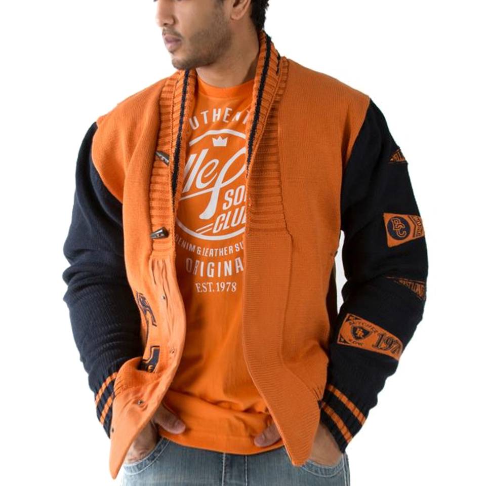 Orange Pelle Pelle Boxing Club Shawl Collar Coastal Sweater