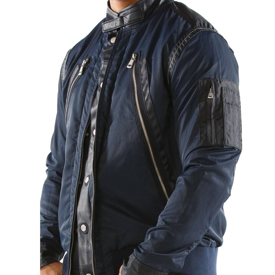 Original Pelle Pelle Men Track Navy Blue Wool Jacket