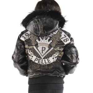 Pelle Pelle 1978 MB Limited Edition Eye Candy Fur Hooded Black Leather Jacket