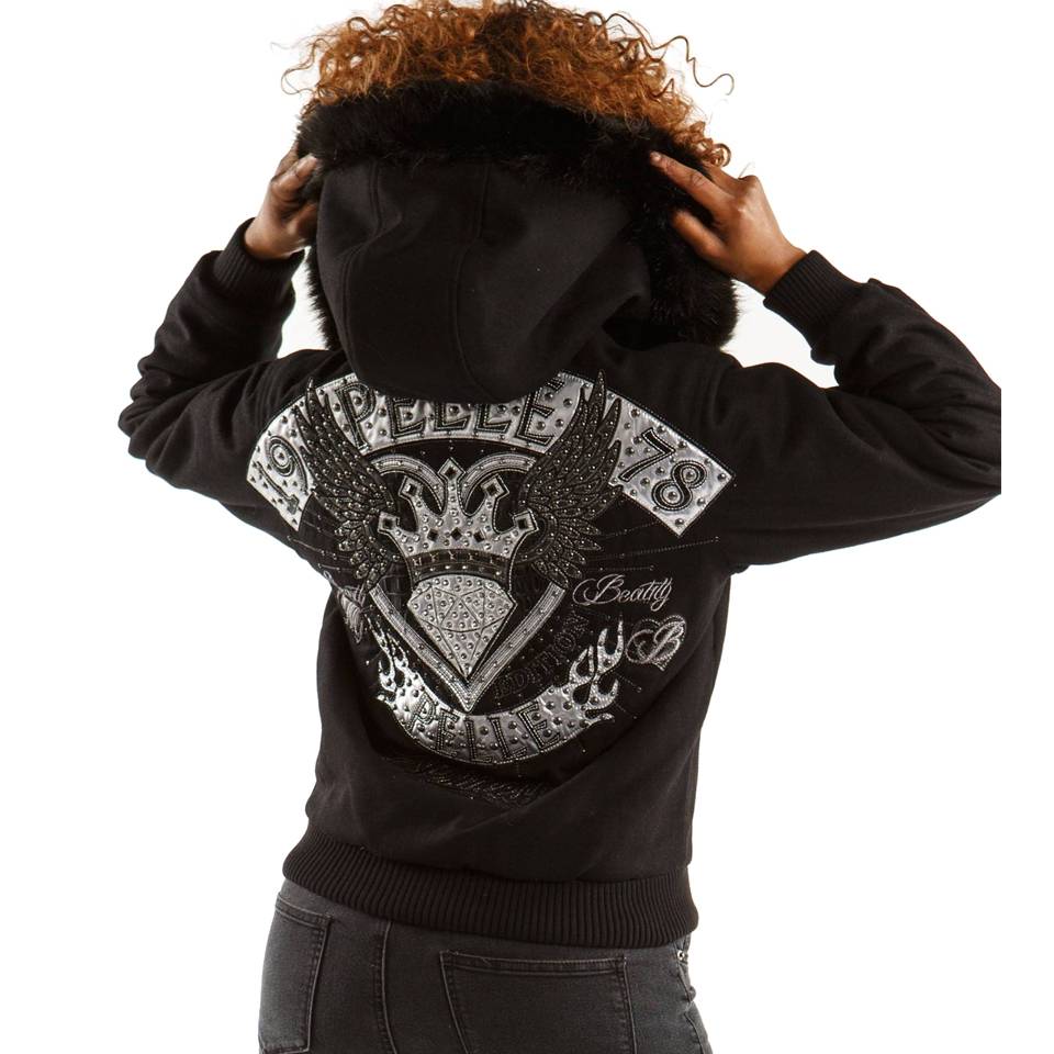 Pelle Pelle 1978 MB Princess Fur Hood Black Wool Jacket