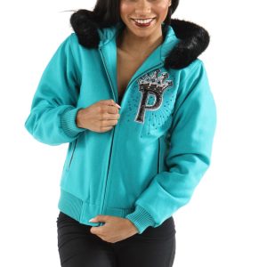 Pelle Pelle 1978 MB Princess Limited Edition Fur Hooded Light Blue Wool Jacket