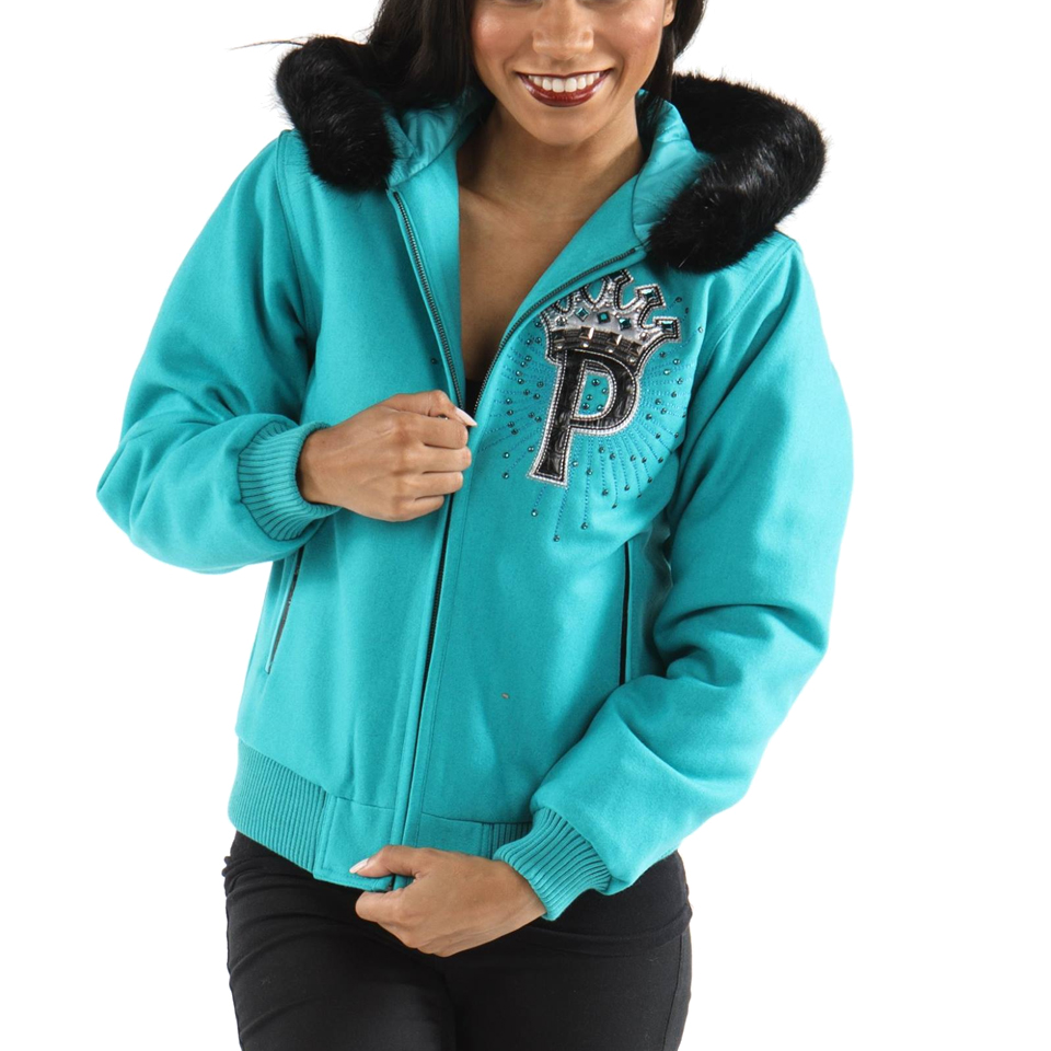Pelle Pelle 1978 MB Princess Limited Edition Fur Hooded Light Blue Wool Jacket