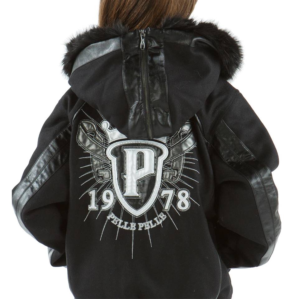 Pelle Pelle 1978 Split Fur Hood Black Girls Jacket