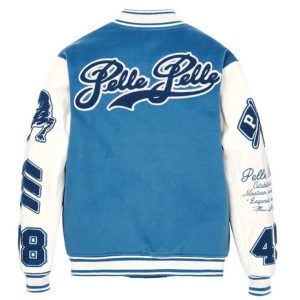 Pelle Pelle 1978 World Famous Blue Varsity Jacket with Leather Sleeves