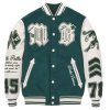 Pelle Pelle 1978 World Famous Green Varsity Jacket with Leather Sleeves
