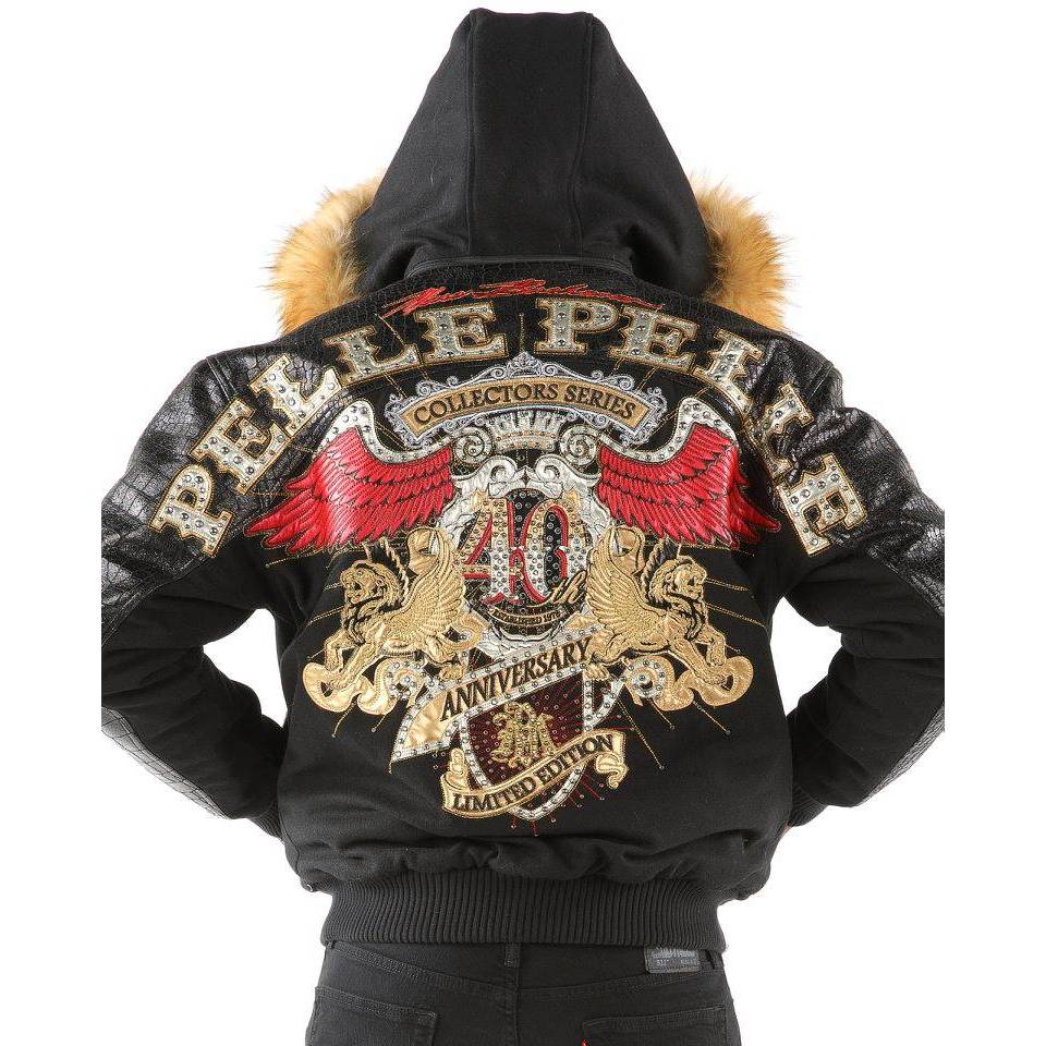 Pelle Pelle 40 Anniversary Fur Hood Black Wool Jacket