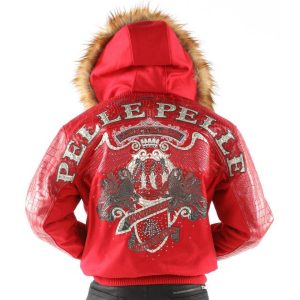 Pelle Pelle 40 Anniversary Fur Hood Red Wool Jacket