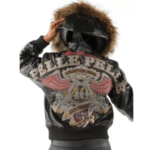 Pelle Pelle 40th Anniversary Women Black Fur Hood Leather Jacket