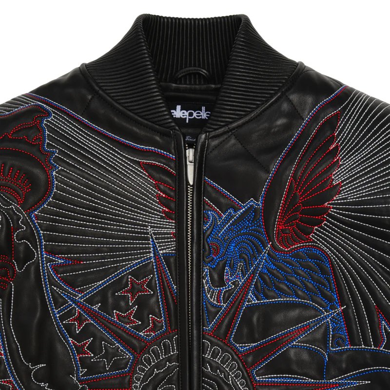 Pelle Pelle America Quilted Black Leather Jacket