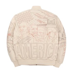 Pelle Pelle America Quilted Ivory Leather Jacket