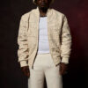 Pelle Pelle America Quilted Ivory Leather Jacket For Men