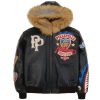 Pelle Pelle American Bruiser Black Leather Jacket with Fur Hood