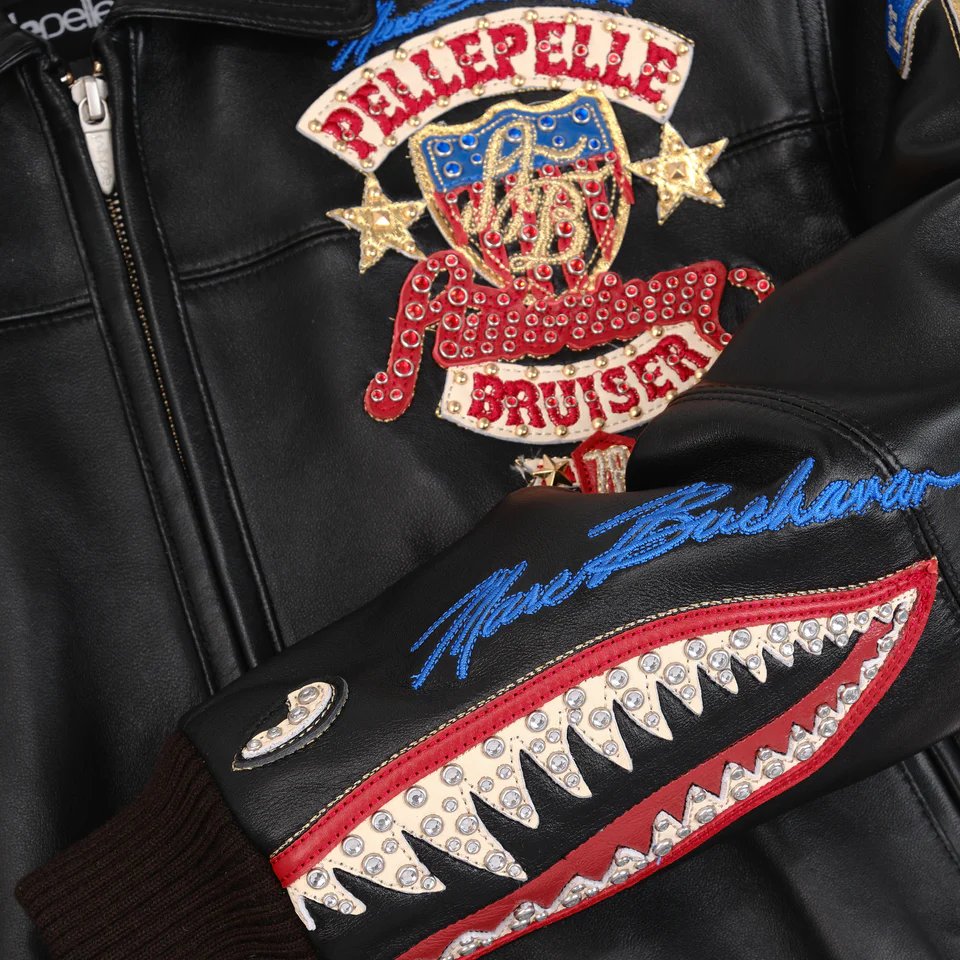 Pelle Pelle American Bruiser Black Plush Women Crop Leather Jacket