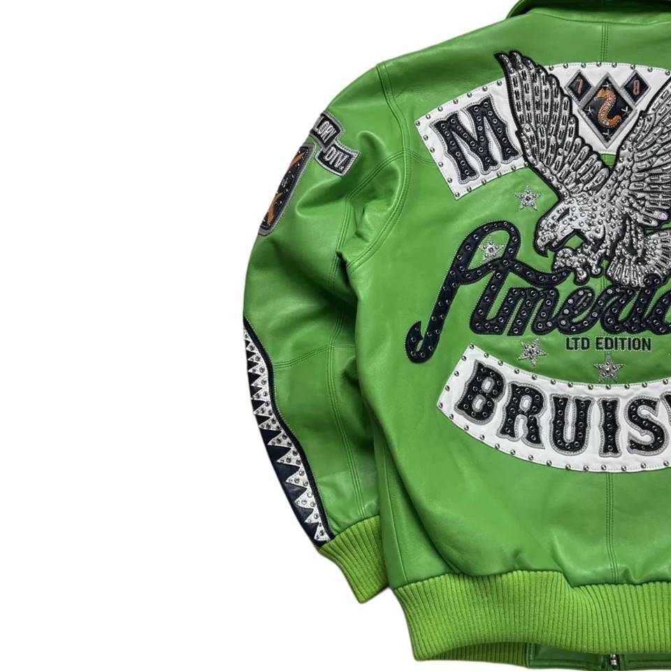 Pelle Pelle American Bruiser Green Plush Men Leather Jacket