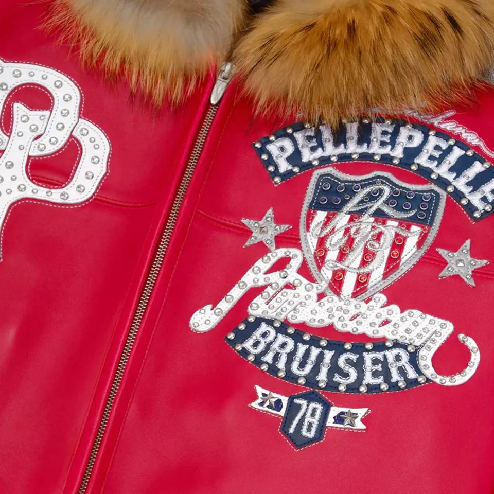 Pelle Pelle American Bruiser MB 1978 Red Fur Hood Leather Jacket