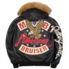 Pelle Pelle American Bruiser MB Black Leather Jacket with Fur Hood