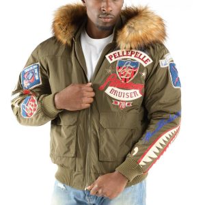Pelle Pelle American Bruiser MB Olive Green Fur Hood Jacket