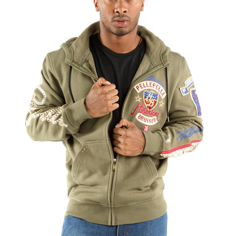 Pelle Pelle American Bruiser Plush Olive Green Hoodie