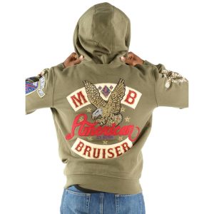 Pelle Pelle American Bruiser Plush Olive Green Wool Hoodie