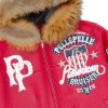 Pelle Pelle American Bruiser Red Fur Hooded Genuine Leather Jacket