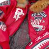 Pelle Pelle American Bruiser Red Fur Hooded Leather Jacket
