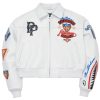 Pelle Pelle American Bruiser White Plush Ladies Crop Leather Jacket